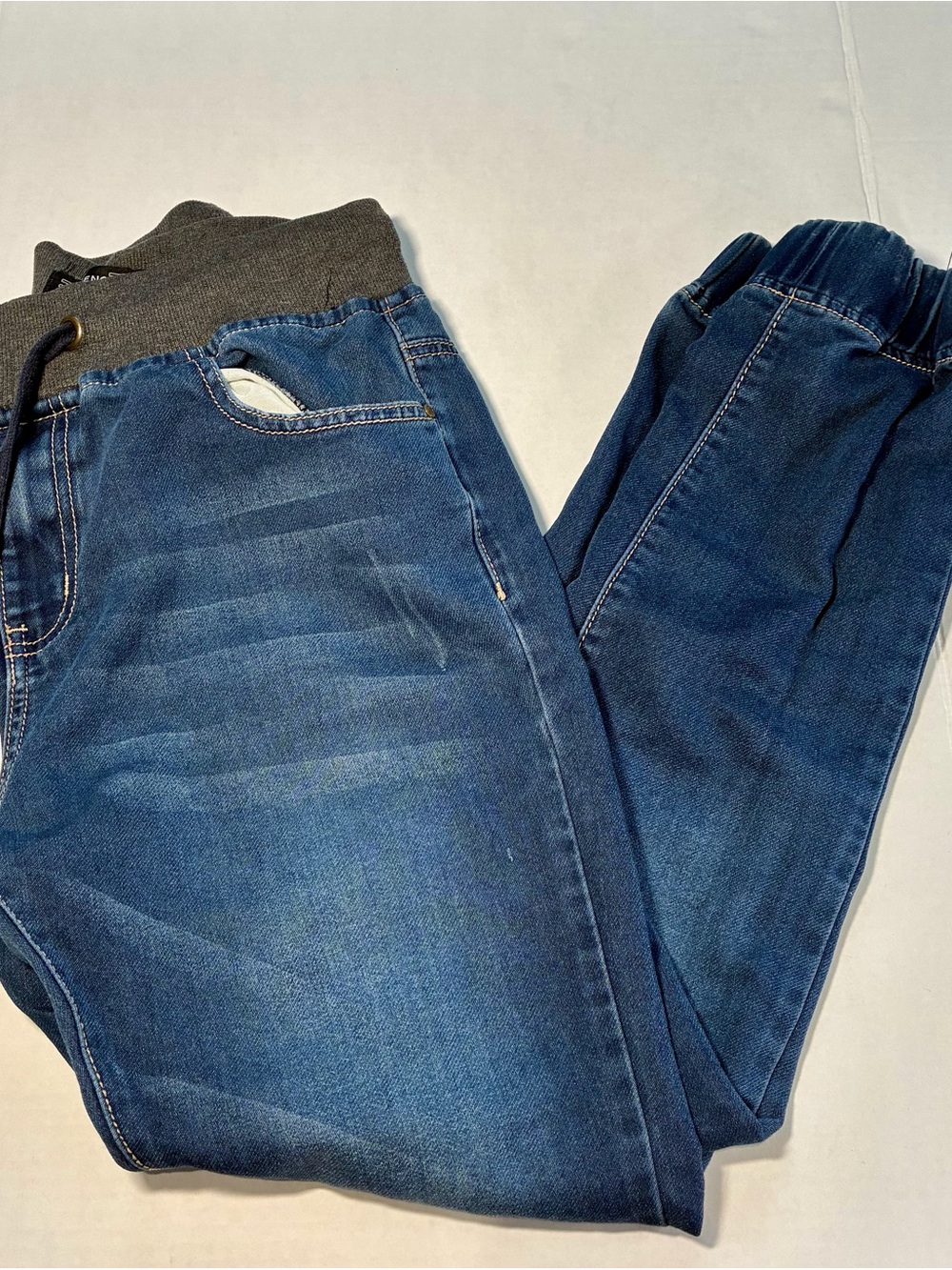 Men's Blue Elastic Waist Denim Jeans
